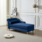 Chaise longue en velours moderne avec rangement - 29.90 x 60.60 x 27.50