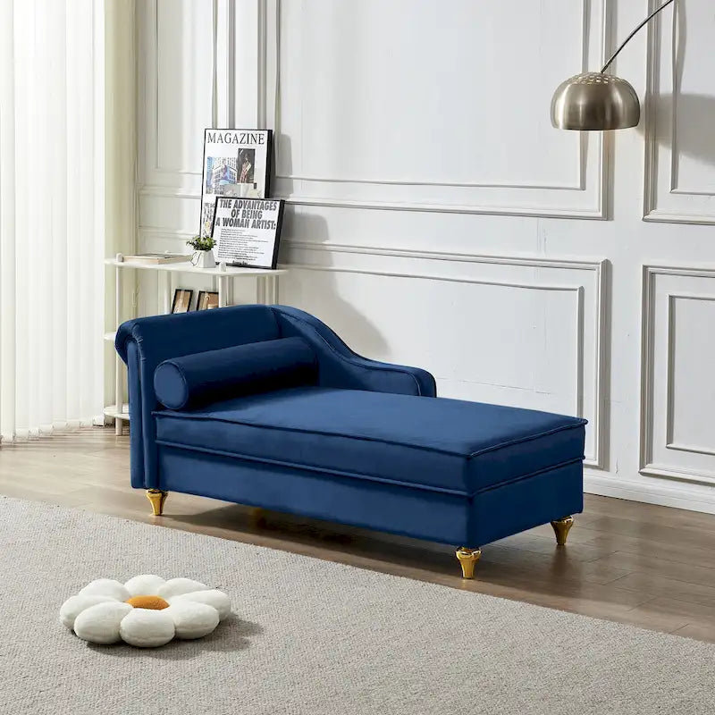 Chaise longue en velours moderne avec rangement - 29.90 x 60.60 x 27.50