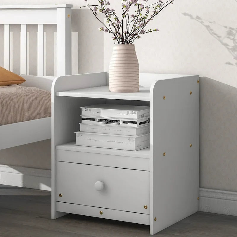 Twin Bed with Headboard and Footboard With a Nightstand