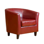 Fauteuil club en cuir reconstitué rouge lie-de-vin – Siège d'appoint rétro