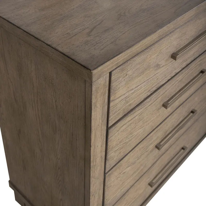 8-Drawer Dresser in Burnished Beige – Rubberwood & Oak Veneer