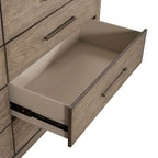 8-Drawer Dresser in Burnished Beige – Rubberwood & Oak Veneer