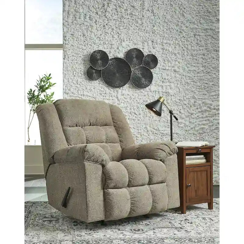 Plush Rocker Recliner Chair with One-Pull Reclining & Gentle Rocking Motion