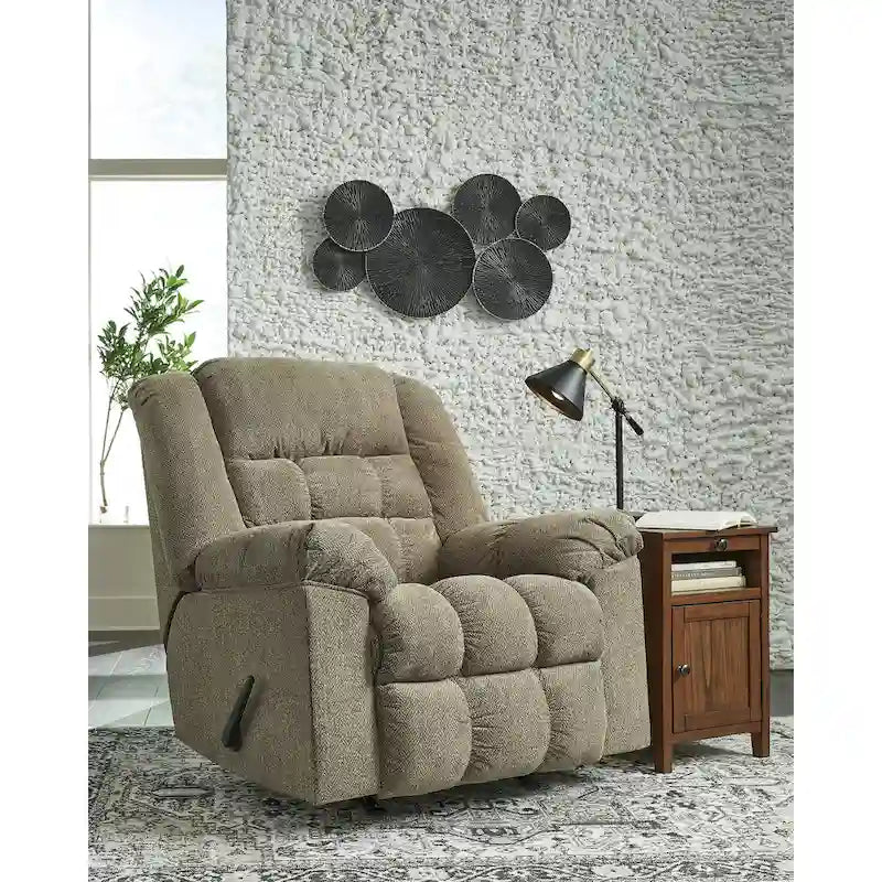 Fauteuil inclinable à bascule en peluche avec inclinaison à une traction et mouvement de bascule doux