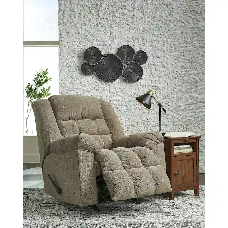 Fauteuil inclinable à bascule en peluche avec inclinaison à une traction et mouvement de bascule doux