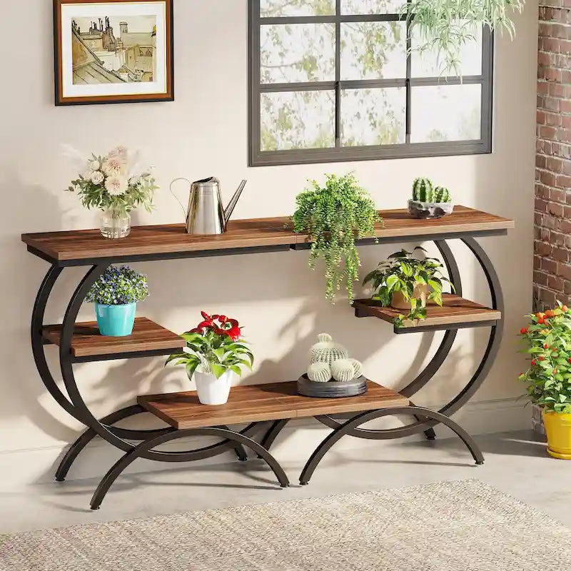 Industrial 3-Tier Small Side Table for Couch