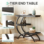 Industrial 3-Tier Small Side Table for Couch