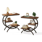 Industrial 3-Tier Small Side Table for Couch