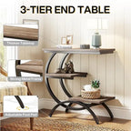 Industrial 3-Tier Small Side Table for Couch