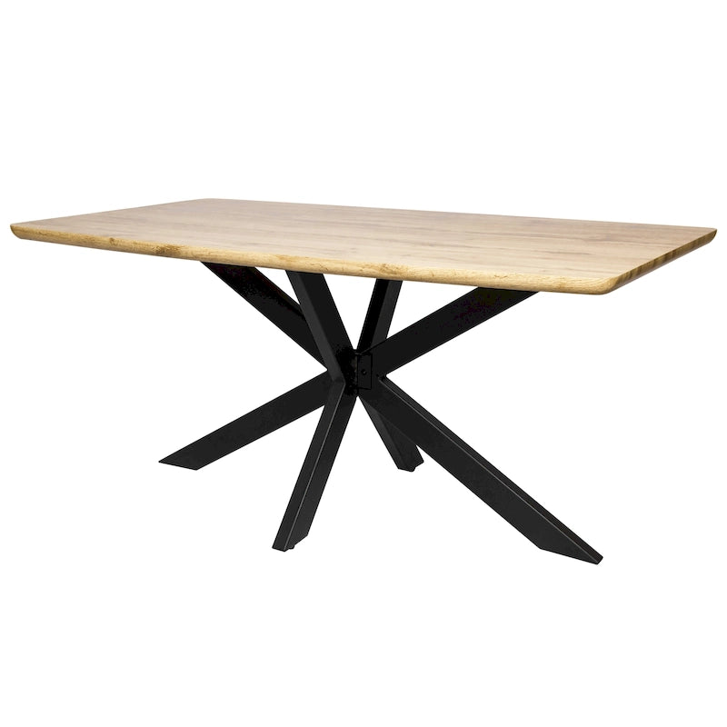 63" Rectangular Dining Table with MDF Top & X-Cross Metal Base