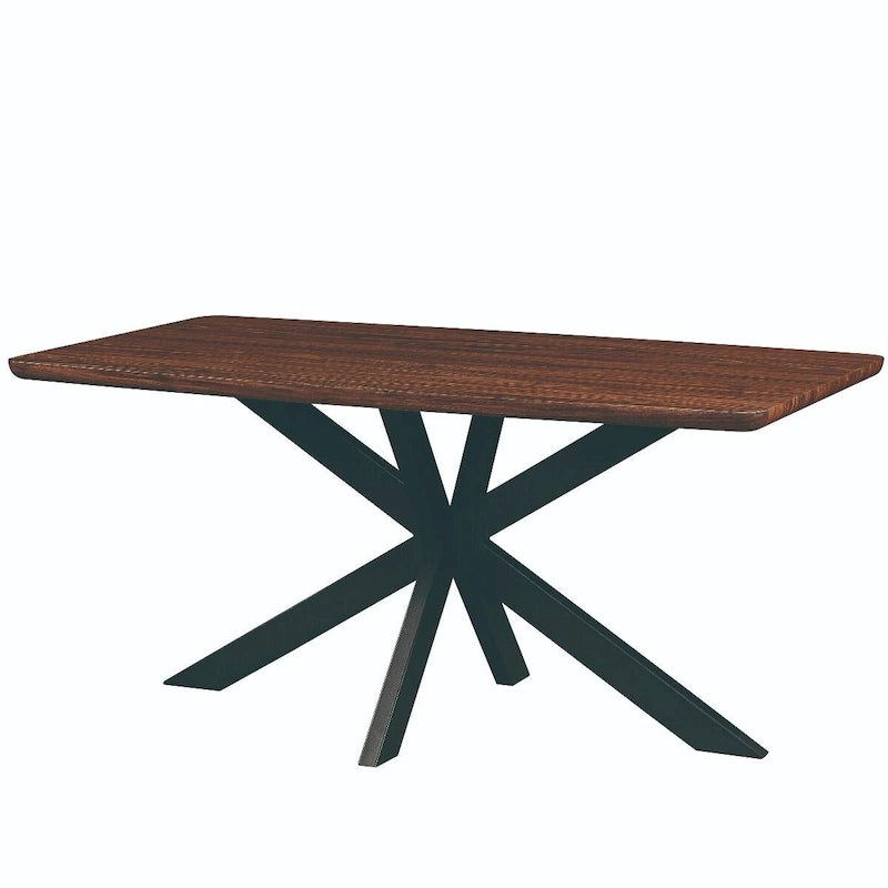 63" Rectangular Dining Table with MDF Top & X-Cross Metal Base