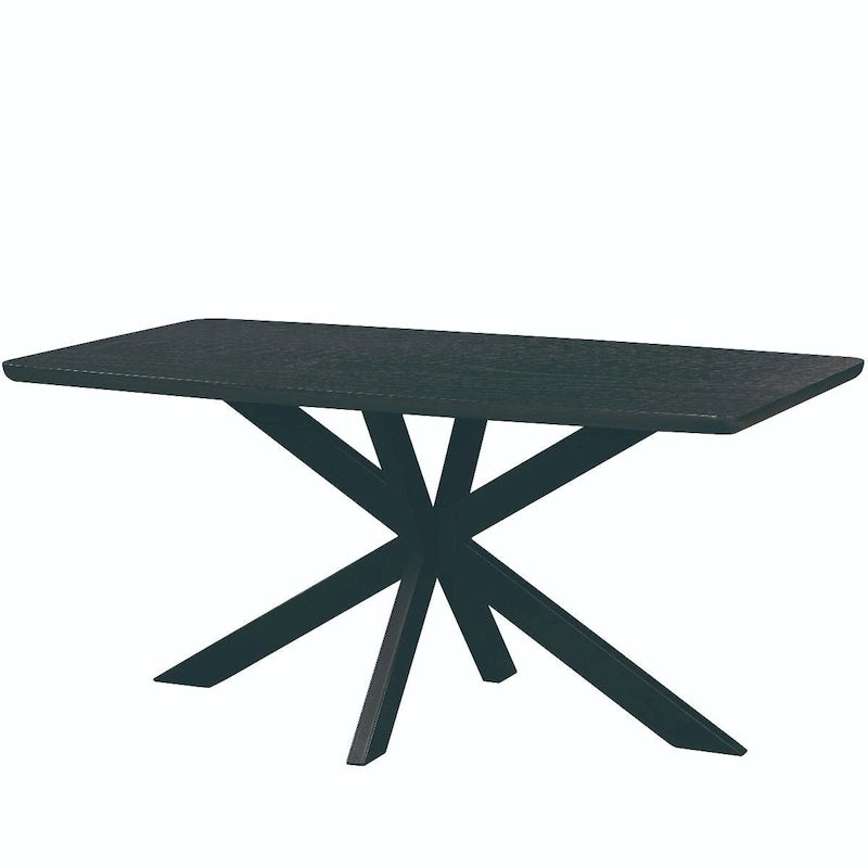 63" Rectangular Dining Table with MDF Top & X-Cross Metal Base