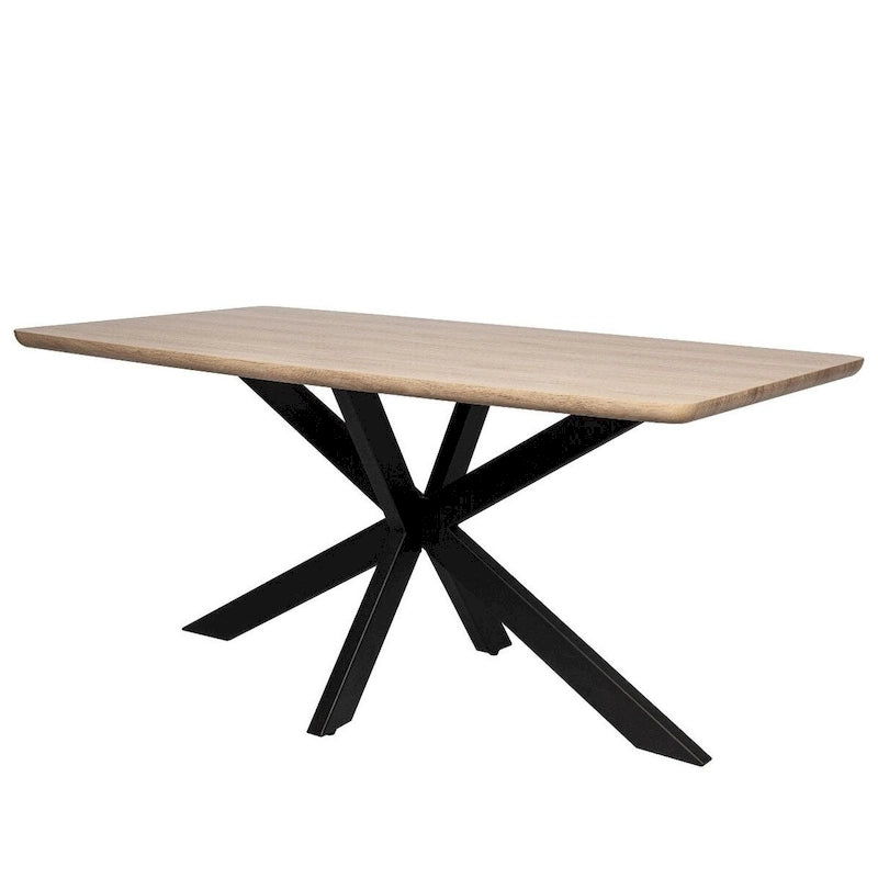 63" Rectangular Dining Table with MDF Top & X-Cross Metal Base