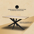 63" Rectangular Dining Table with MDF Top & X-Cross Metal Base