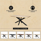 63" Rectangular Dining Table with MDF Top & X-Cross Metal Base