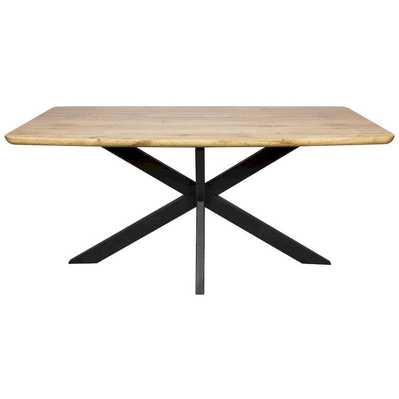 63" Rectangular Dining Table with MDF Top & X-Cross Metal Base