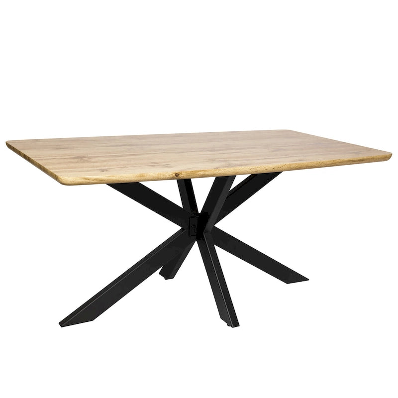 63" Rectangular Dining Table with MDF Top & X-Cross Metal Base