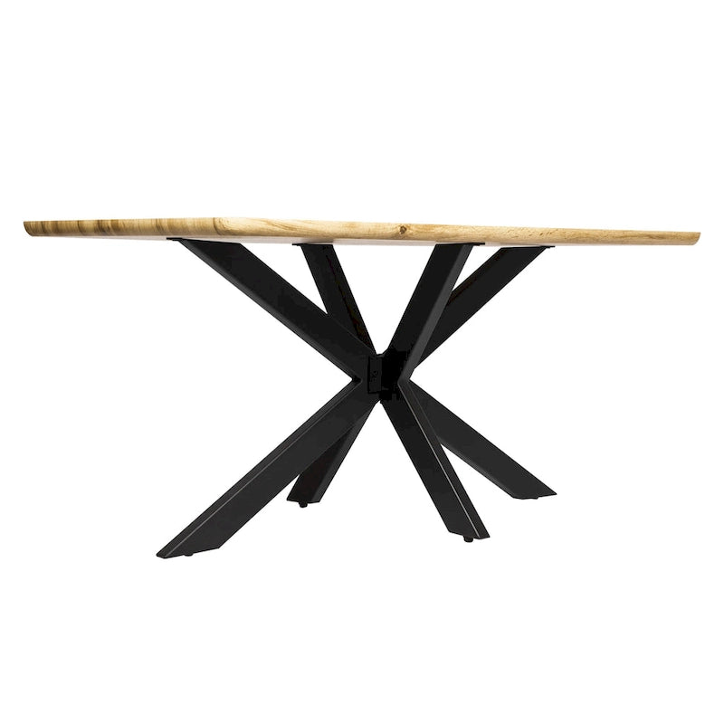 63" Rectangular Dining Table with MDF Top & X-Cross Metal Base
