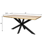 63" Rectangular Dining Table with MDF Top & X-Cross Metal Base