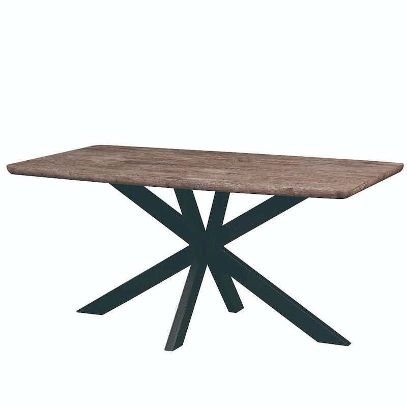 63" Rectangular Dining Table with MDF Top & X-Cross Metal Base