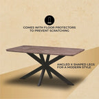 63" Rectangular Dining Table with MDF Top & X-Cross Metal Base