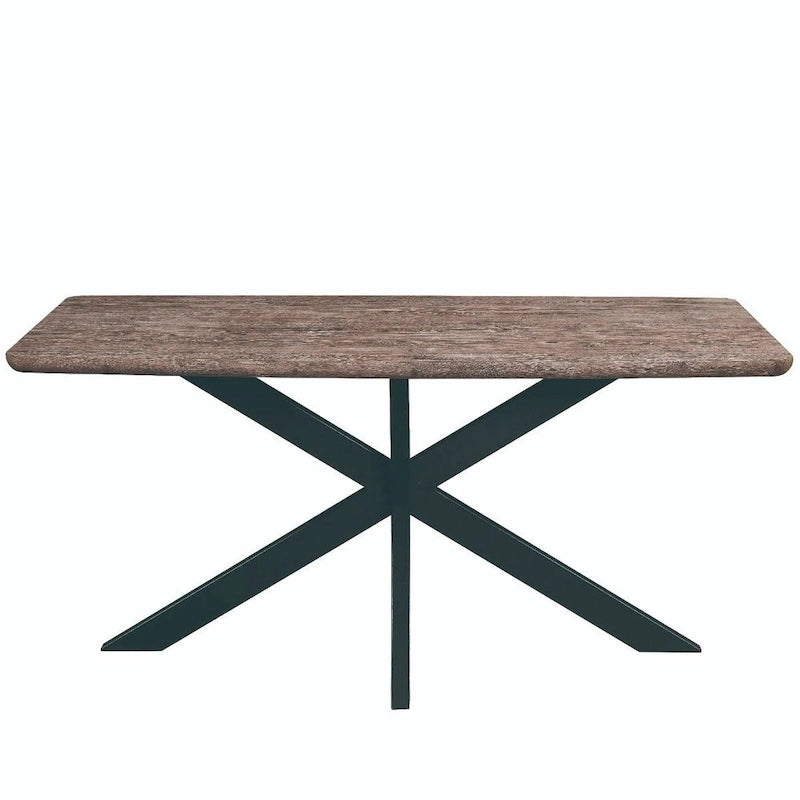 63" Rectangular Dining Table with MDF Top & X-Cross Metal Base
