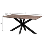 63" Rectangular Dining Table with MDF Top & X-Cross Metal Base