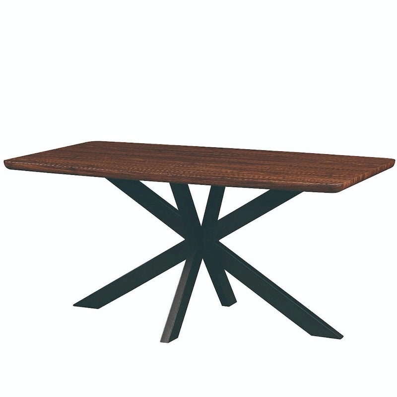 63" Rectangular Dining Table with MDF Top & X-Cross Metal Base