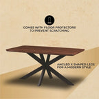 63" Rectangular Dining Table with MDF Top & X-Cross Metal Base