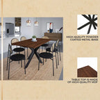 63" Rectangular Dining Table with MDF Top & X-Cross Metal Base