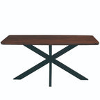 63" Rectangular Dining Table with MDF Top & X-Cross Metal Base