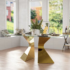 63 inch Glass Dining Table Modern Dining Room Table for 4-6 with Rectangle Tempered Glass Top and Metal Legs