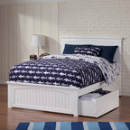 Nantucket Full Platform Bed with 2 Bed Drawers in White