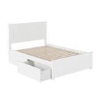 Solid Wood Platform Bed with 2 Storage Drawers & USB Charger – White