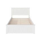 Solid Wood Platform Bed with 2 Storage Drawers & USB Charger – White