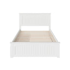 Solid Wood Platform Bed with 2 Storage Drawers & USB Charger – White