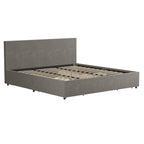 Velvet Upholstered Platform Bed with 4 Locking Storage Drawers – No Box Spring