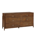 Commode à 6 tiroirs en bois d'hévéa Mid-Century – Brun tabac ou Gris anthracite