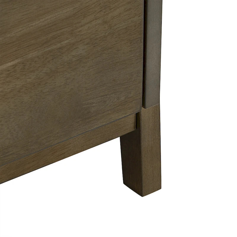 Mid-Century 6-Drawer Rubberwood Dresser – Tobacco Brown or Charcoal Grey