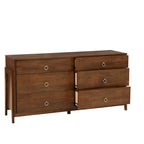 Commode à 6 tiroirs en bois d'hévéa Mid-Century – Brun tabac ou Gris anthracite