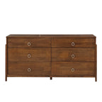 Commode à 6 tiroirs en bois d'hévéa Mid-Century – Brun tabac ou Gris anthracite