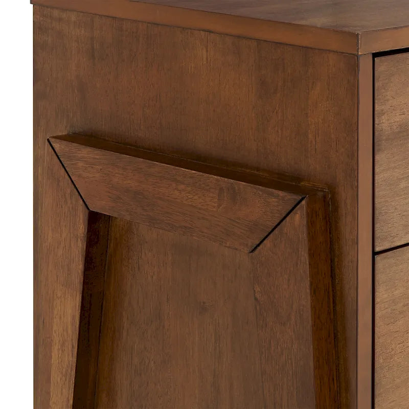 Commode à 6 tiroirs en bois d'hévéa Mid-Century – Brun tabac ou Gris anthracite