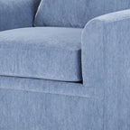 3-Seater Pillow Back Sofa in Slate Blue Polyester with 4 Accent Pillows