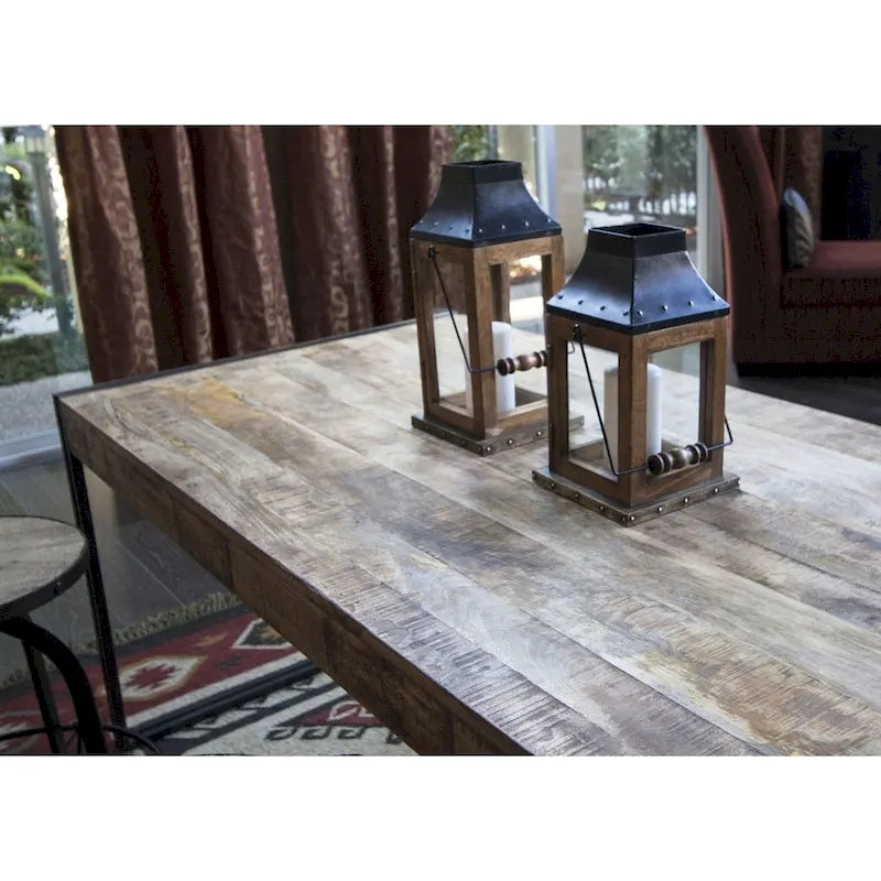 Handmade Reclaimed Mango Wood Dining Table with Iron Legs – India