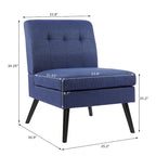 Chaise d'appoint capitonnée en bois massif de style Mid-Century Modern pour salon, séjour