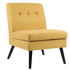 Chaise d'appoint capitonnée en bois massif de style Mid-Century Modern pour salon, séjour