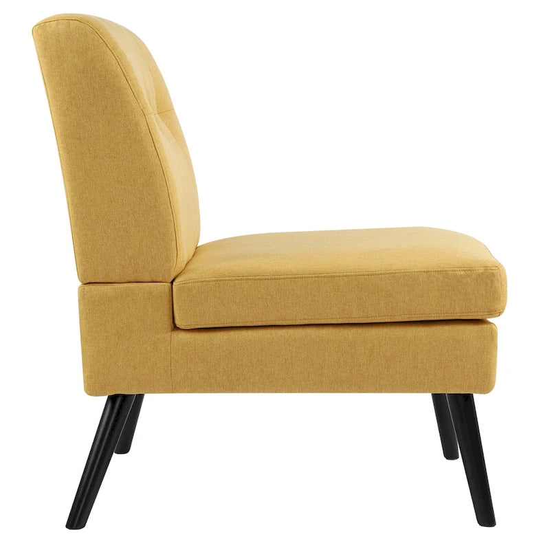 Chaise d'appoint capitonnée en bois massif de style Mid-Century Modern pour salon, séjour