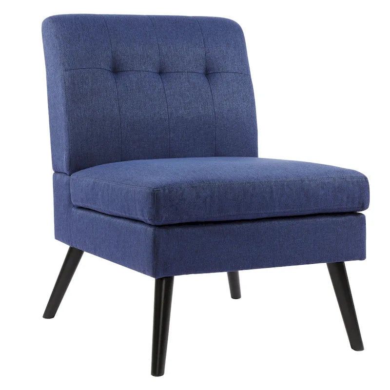 Chaise d'appoint capitonnée en bois massif de style Mid-Century Modern pour salon, séjour