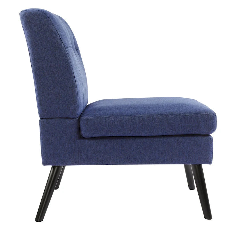 Chaise d'appoint capitonnée en bois massif de style Mid-Century Modern pour salon, séjour