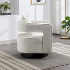 29W Boucle Upholstered Swivel Armchair Single Sofa